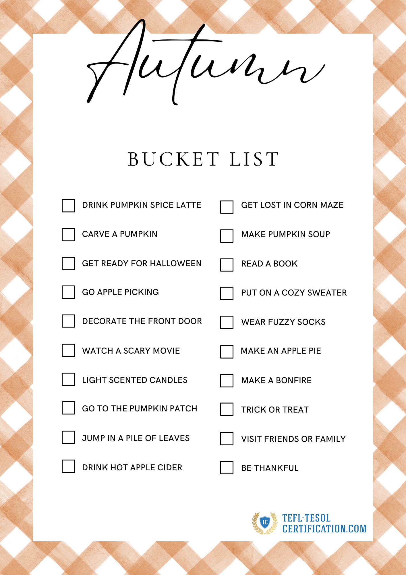 Autumn Fall Bucket List